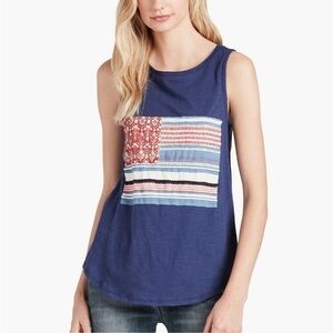 LUCKY BRAND 4th of July Patriotic RUG FLAG TANK SIZE MEDIUM